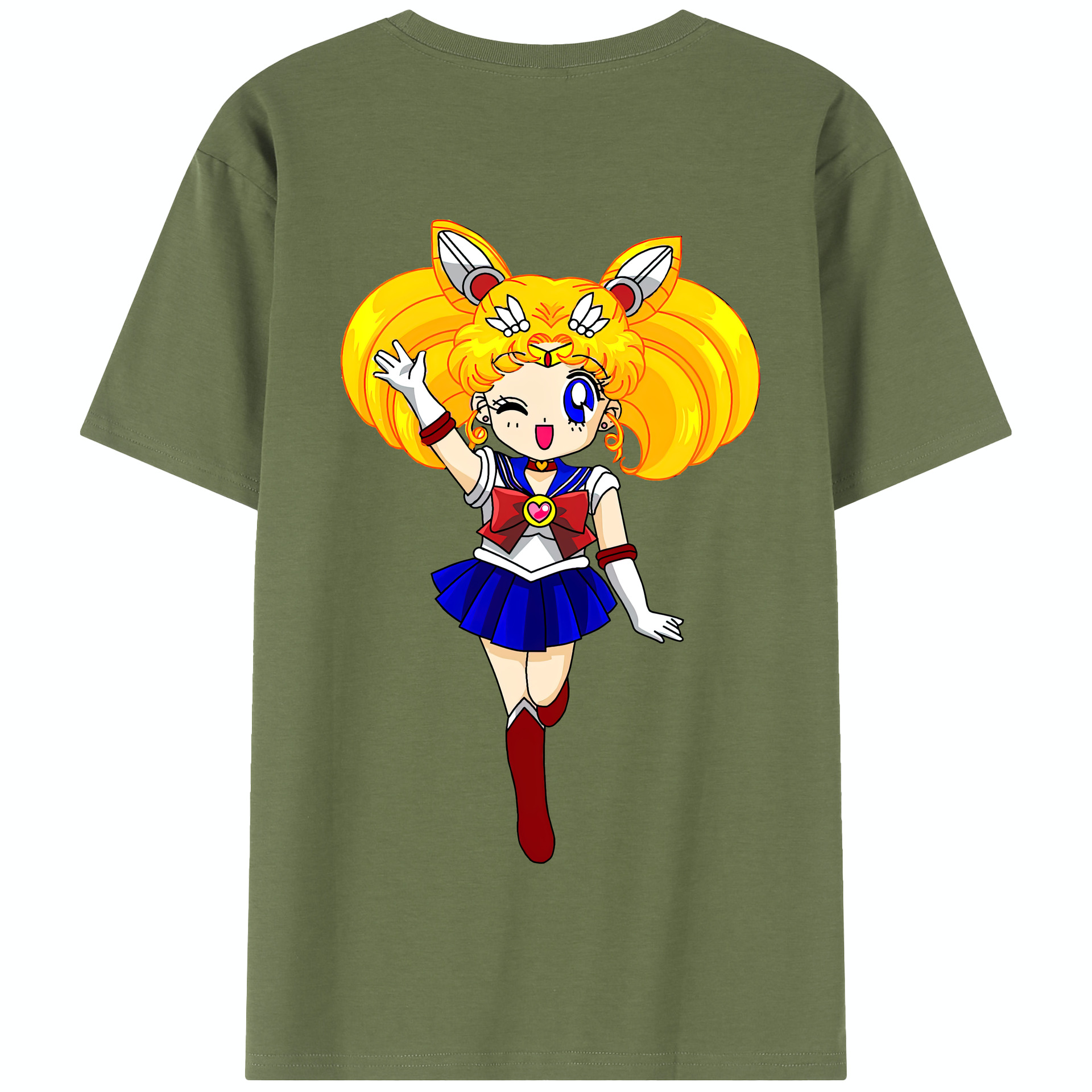 （画像用） 美少女戦士セーラームーン 月野 うさぎ つきの うさぎ Sailor Moon Tsukino Usagi 綿100％半袖Tシャツ（背面プリント）
